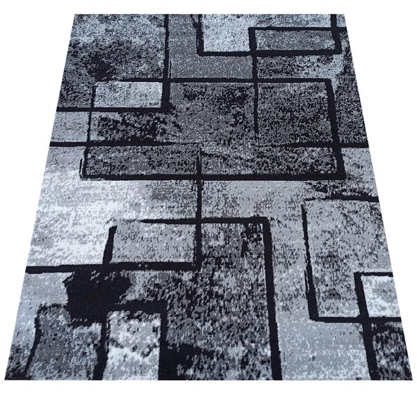 DY Sivo-čierny koberec s geometrickým vzorom Soho 15 Rozmer: 80x150 cm