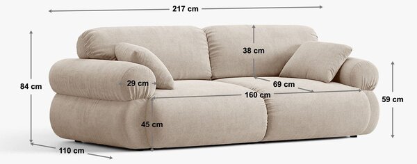MUZZA Trojmiestna pohovka Meda 217 cm štrukturovaná látka hnedá