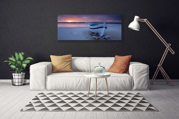 Obraz Canvas Loďka pláž slnko krajina 125x50 cm