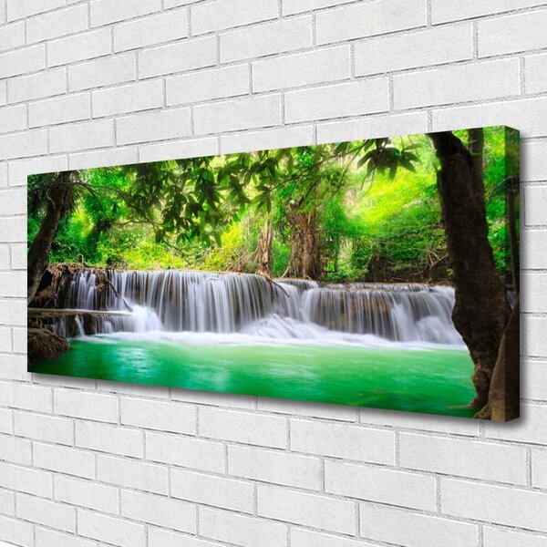 Obraz Canvas Vodopád jazero les príroda 125x50 cm