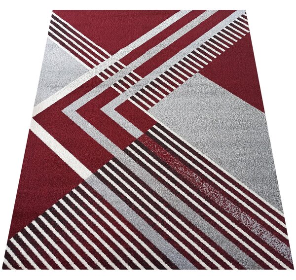 DY Sivo-červený koberec s geometrickým vzorom Otto 03 Rozmer: 80x150 cm