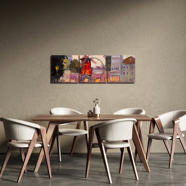 Obraz - Moulin rouge, Paríž, Francúzsko (s hodinami) (90x30 cm)