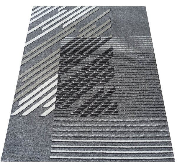 DY Sivý koberec s geometrickým vzorom Lara 02 Rozmer: 60x100 cm
