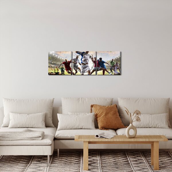 Obraz - Futbal (s hodinami) (90x30 cm)