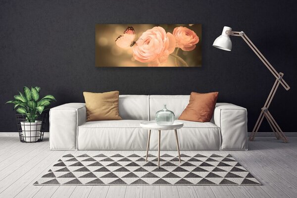 Obraz Canvas Motýľ ruže príroda 125x50 cm