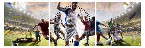 Obraz - Futbal (s hodinami) (90x30 cm)