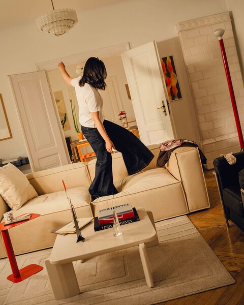 MUZZA Rohová pohovka Numa ľavá 292 cm zamat medová