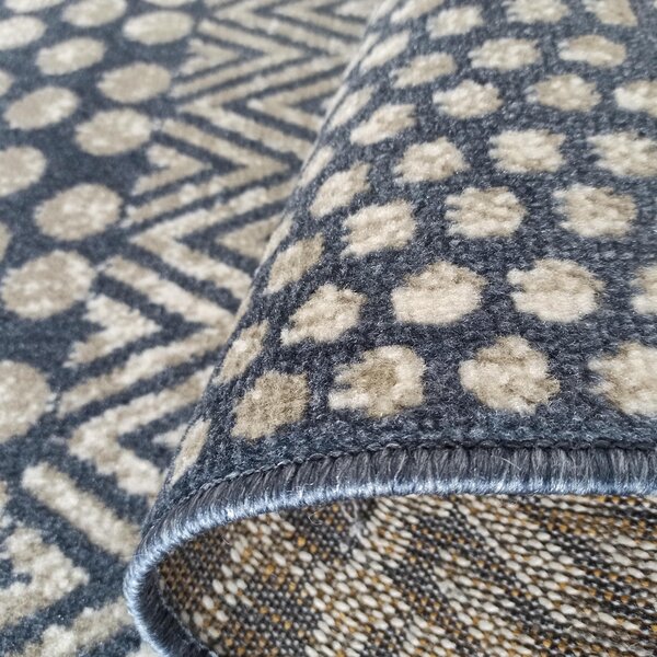 DY Modrý koberec s geometrickým vzorom Lara 07 Rozmer: 60x100 cm