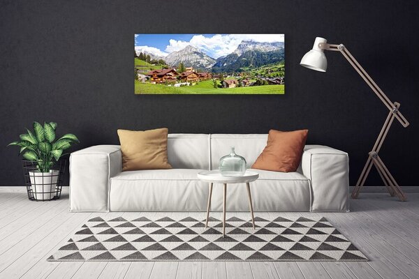 Obraz na plátne Domy hora krajina 125x50 cm