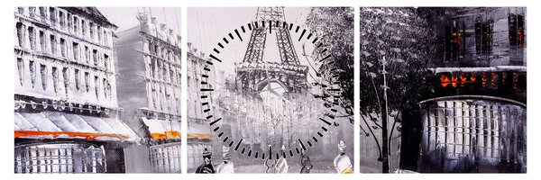 Obraz - Olejomaľba, Paríž (s hodinami) (90x30 cm)