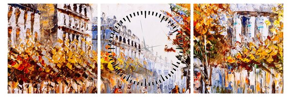 Obraz - Ulica v Paríži (s hodinami) (90x30 cm)