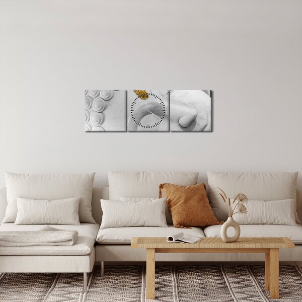 Obraz - Biely Budha (s hodinami) (90x30 cm)