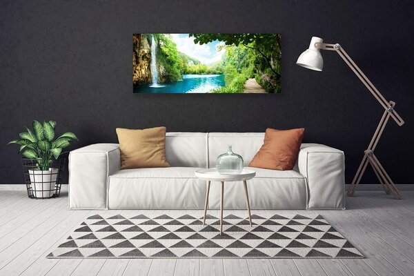 Obraz na plátne Vodopád jazero príroda 125x50 cm