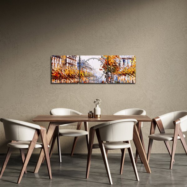 Obraz - Ulica v Paríži (s hodinami) (90x30 cm)
