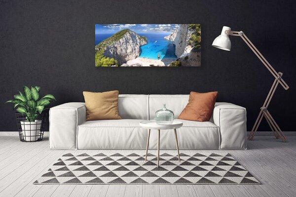 Obraz na plátne Záliv hora pláž krajina 125x50 cm