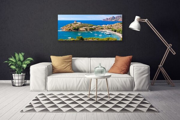 Obraz na plátne Záliv hora pláž krajina 125x50 cm