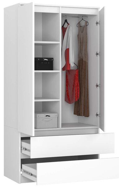 Ak furniture Šatníková skriňa Star 90 cm biela