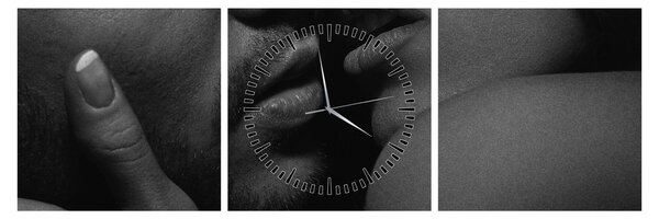 Obraz - Bozk, čiernobiela fotografia (s hodinami) (90x30 cm)