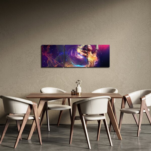 Obraz - mystické ženy (s hodinami) (90x30 cm)