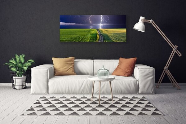 Obraz na plátne Pole blesk krajina 125x50 cm