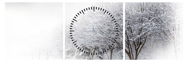 Obraz - Zimná alej (s hodinami) (90x30 cm)