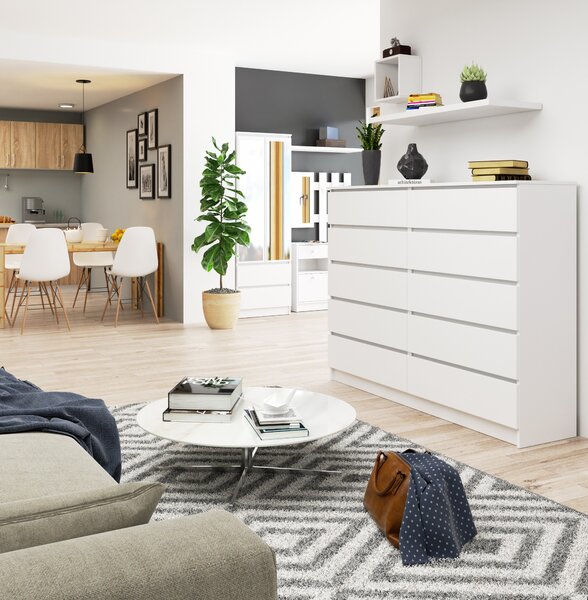 Ak furniture Komoda Rollo K 160 cm biela matná