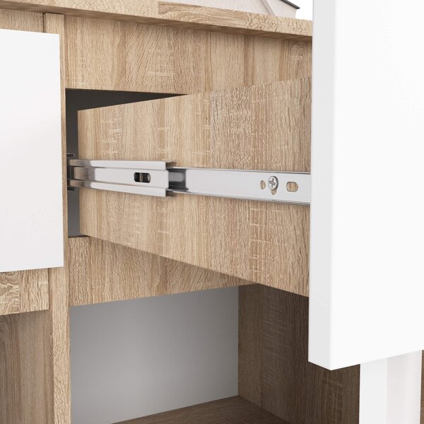 Ak furniture Komoda Karolína 140 cm 3 skrinky a 3 zásuvky dub sonoma/biela