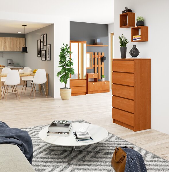 Ak furniture Komoda Kuba 60 cm - 5 zásuviek jelša