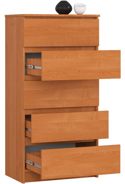 Ak furniture Komoda Kuba 60 cm - 5 zásuviek jelša