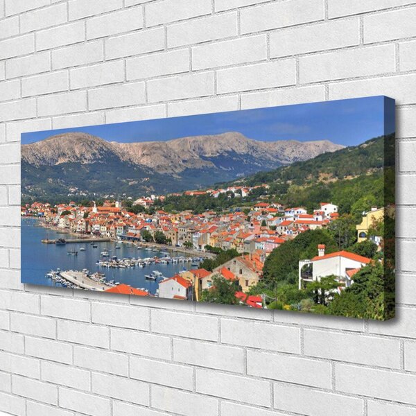 Obraz na plátne Mesto hora more krajina 125x50 cm
