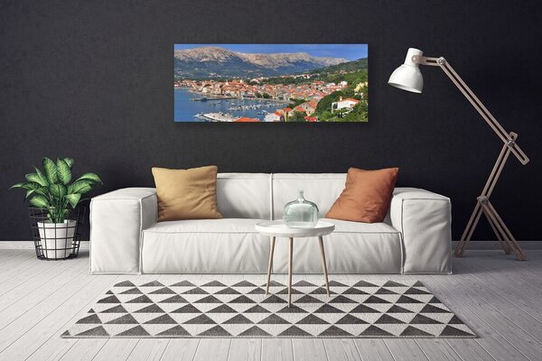 Obraz na plátne Mesto hora more krajina 125x50 cm