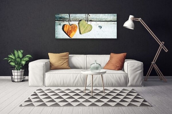 Obraz na plátne Srdce drevo umenie 125x50 cm