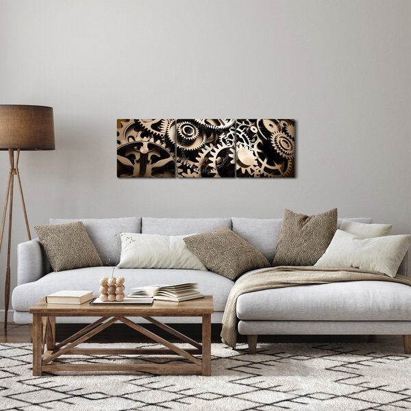 Obraz - Hodinové súčiastky (s hodinami) (90x30 cm)