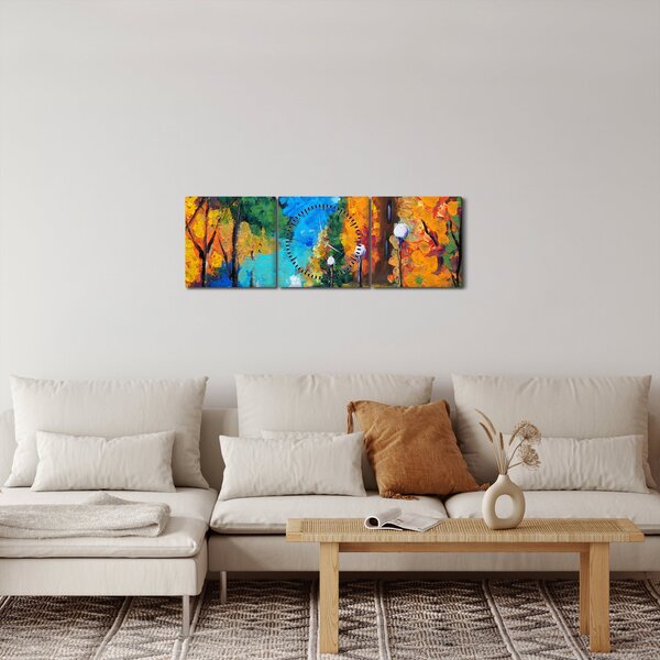 Obraz - Milenci, Pointilizmus (s hodinami) (90x30 cm)