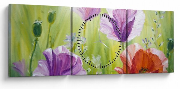 Obraz - Vlčie maky (s hodinami) (90x30 cm)
