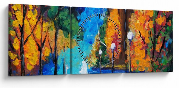 Obraz - Milenci, Pointilizmus (s hodinami) (90x30 cm)
