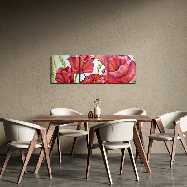 Obraz - Kvety vlčích makov (s hodinami) (90x30 cm)