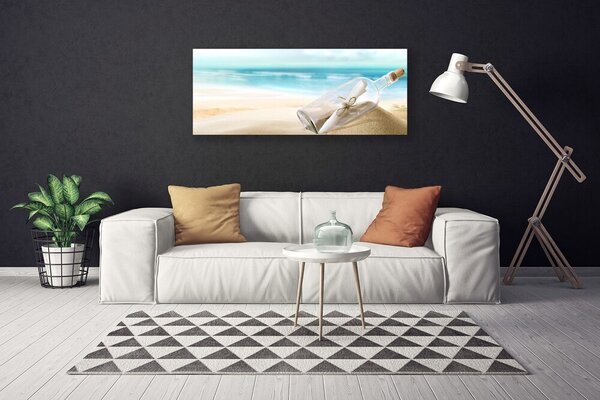 Obraz na plátne Pláž fľaša list umenie 125x50 cm