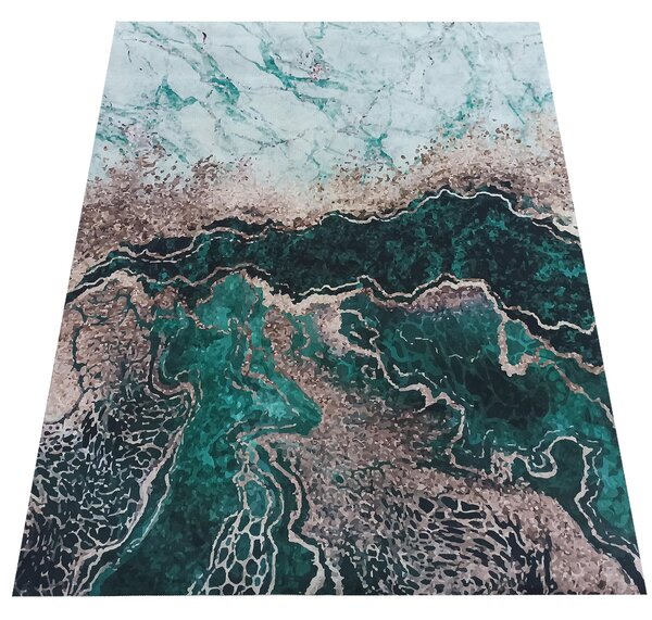 DY Zelený koberec s abstraktným vzorom Horeca-New 111 Rozmer: 60x100 cm