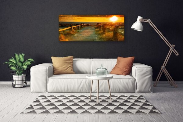 Obraz na plátne Západ slnka architektúra 125x50 cm