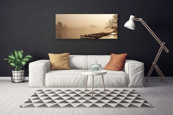Obraz na plátne Most voda hmla krajina 125x50 cm