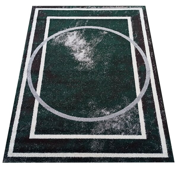 DY Zeleno-sivý koberec s geometrickým vzorom Otto 07 Rozmer: 80x150 cm