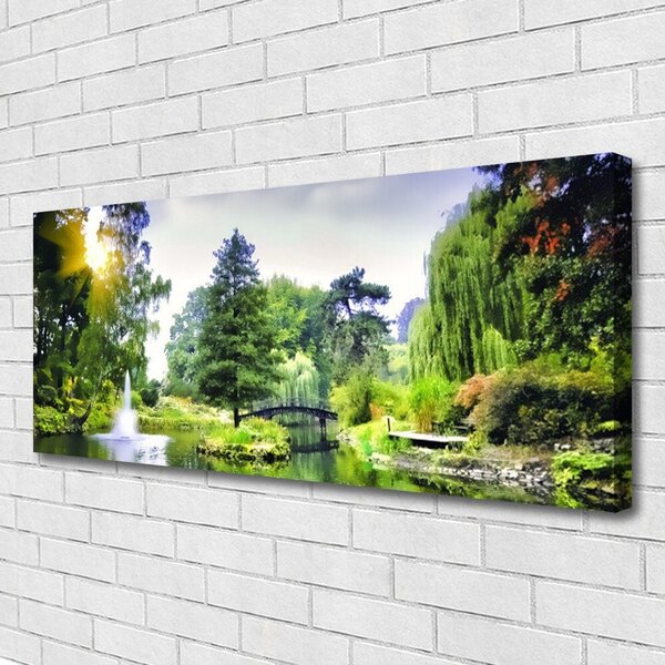 Obraz na plátne Les vodopád slnko príroda 125x50 cm