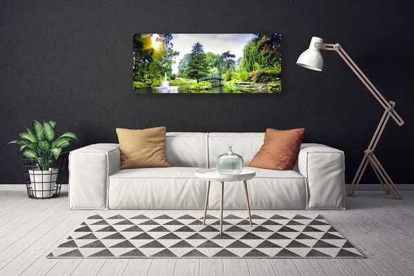 Obraz na plátne Les vodopád slnko príroda 125x50 cm