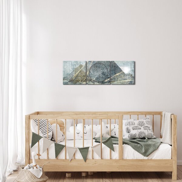 Obraz - Pyramídy v modrom filtri (s hodinami) (90x30 cm)