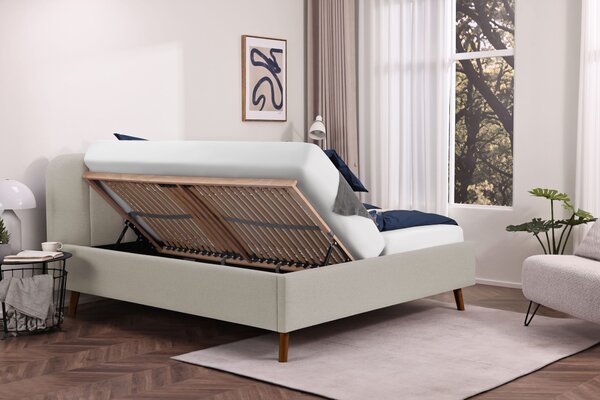 MUZZA Dvojlôžková postel Bergen s úložným priestorom 180 x 200 béžová