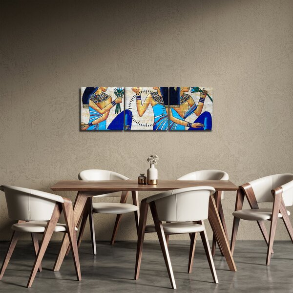 Obraz - Egyptské maľby (s hodinami) (90x30 cm)