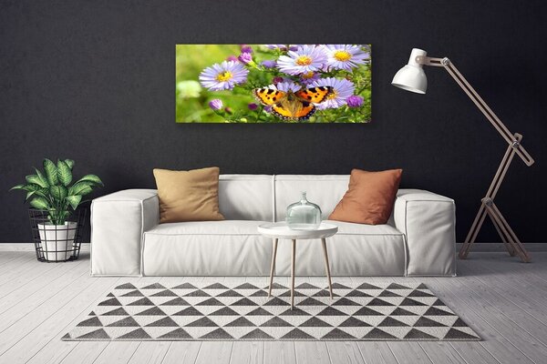 Obraz na plátne Kvety motýľ príroda 125x50 cm