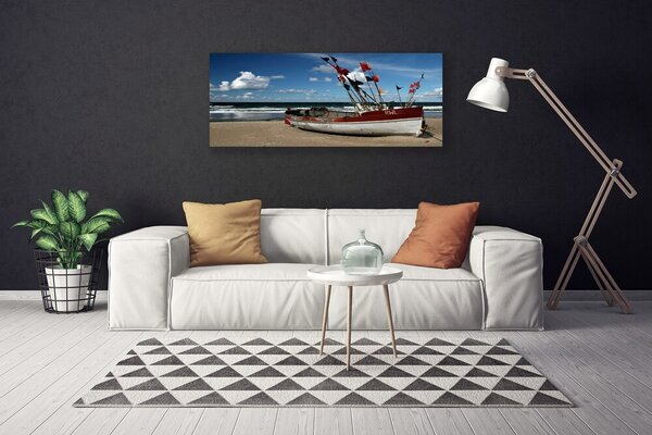 Obraz na plátne More pláž loďka krajina 125x50 cm