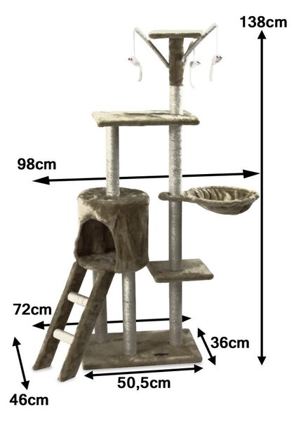Škrabadlo pre mačky Hawaj 138 cm tmavo šedá